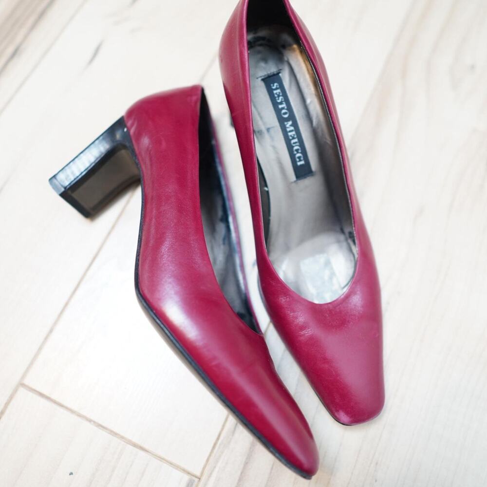 Sesto Meucci Red Leather Heels Size 5 Vintage